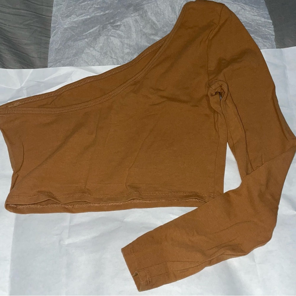 Forever 21 One-Shoulder Brown Crop Top